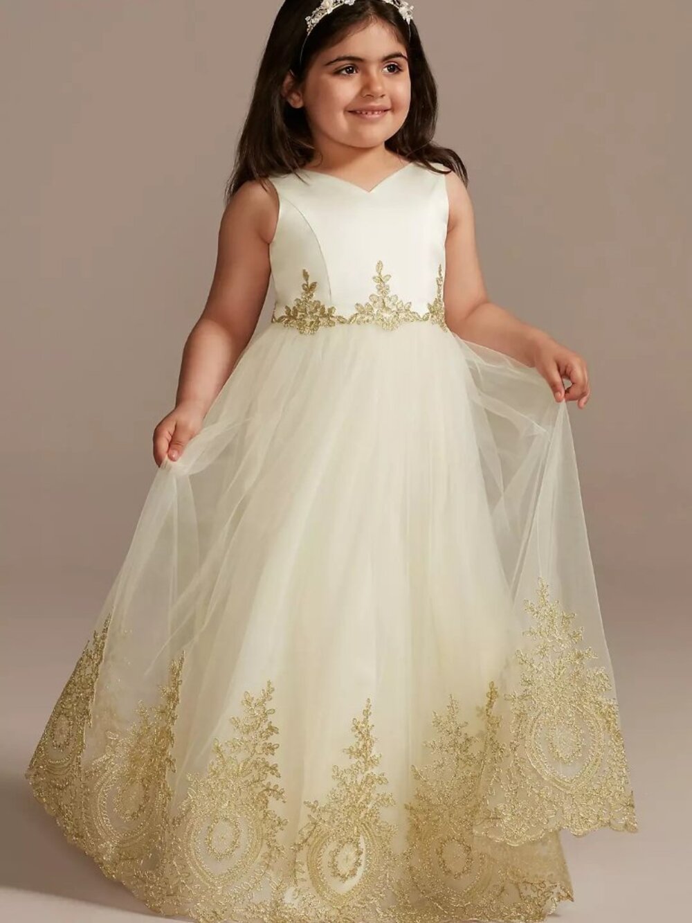 Organza Corded Applique Flower Girl Tank